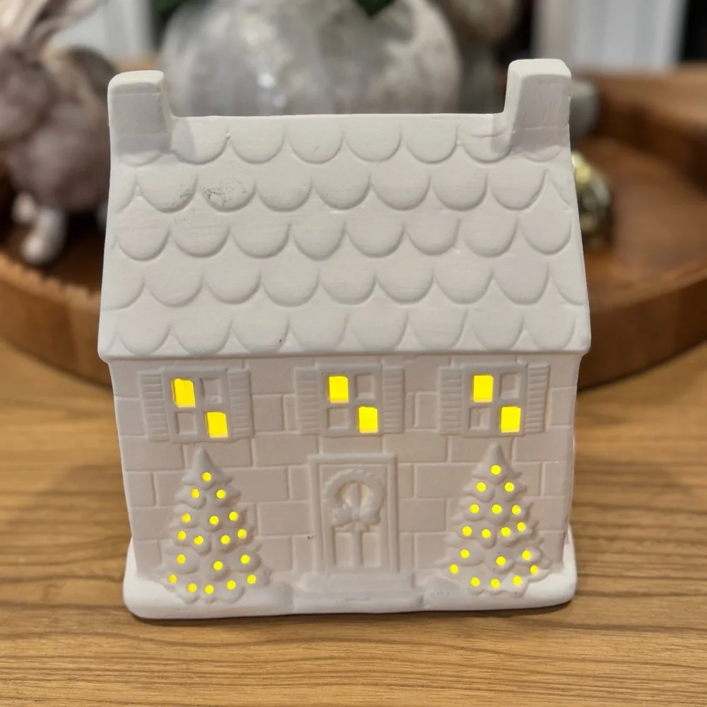 Ceramic Pre-lit Christmas Candy Cane House